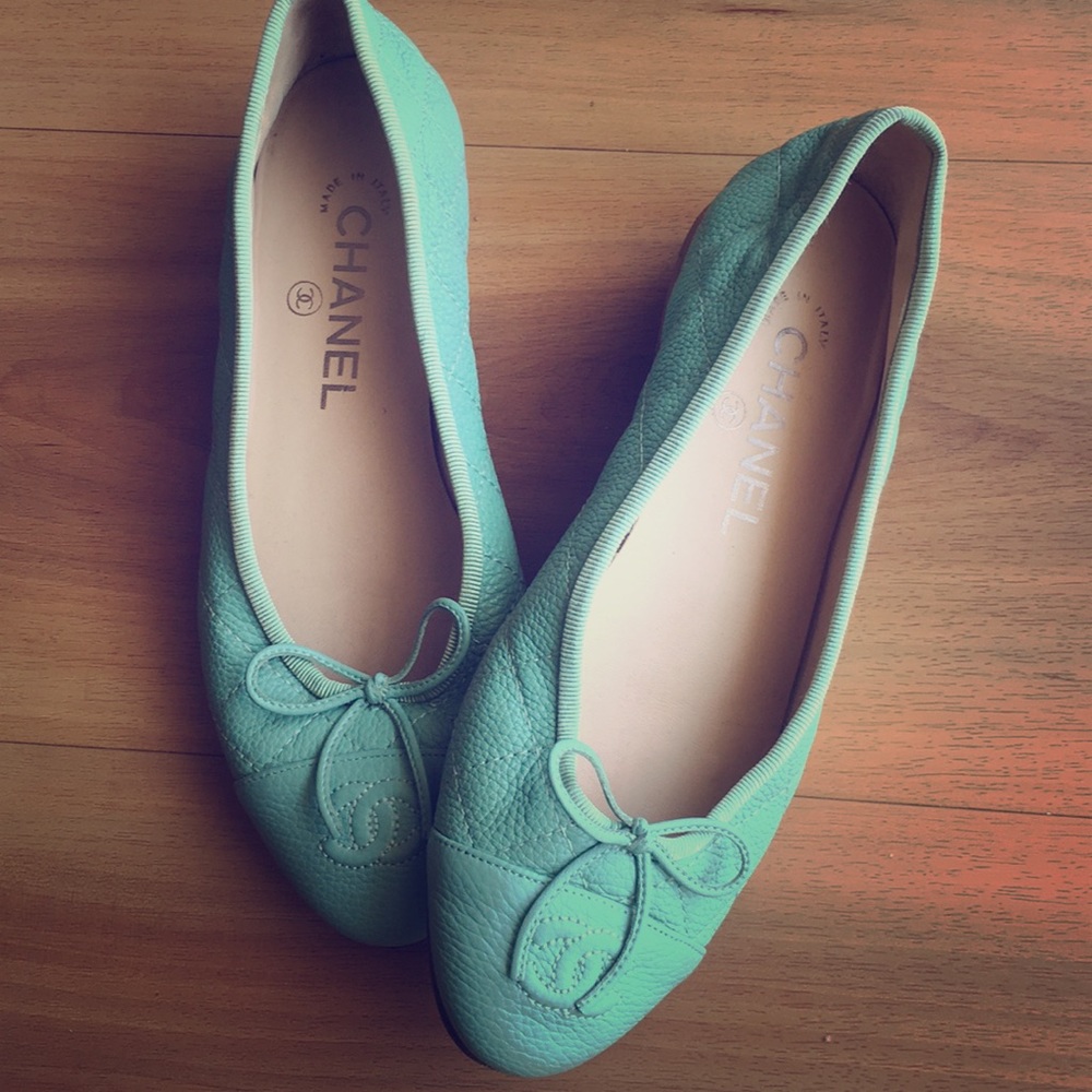 Chanel Mint Green Balet Slippers